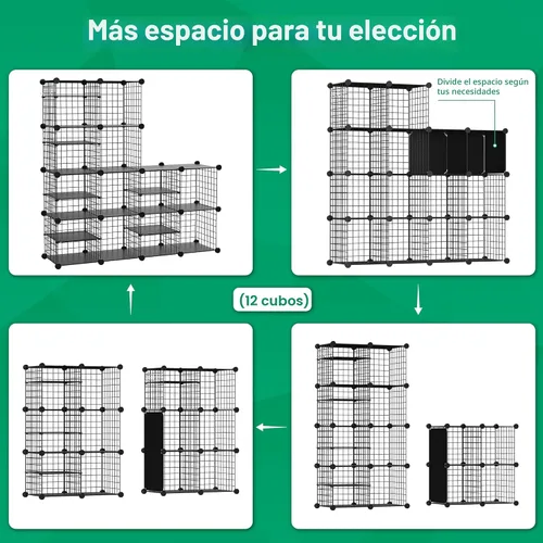 Miniatura 4 de Organizador de almacenamiento de cubos de alambre, 12 cubos convertidos en 14 cubos, rejillas de metal resistentes, estantes de almacenamiento