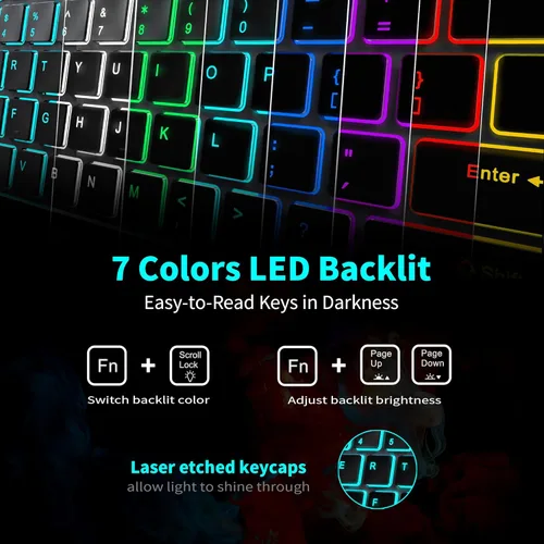 Miniatura 7 de Teclado inalámbrico silencioso y mouse retroiluminado, combo de teclado plano silencioso recargable, mouse Jiggle, mouse delgado inalámbrico de 2.4