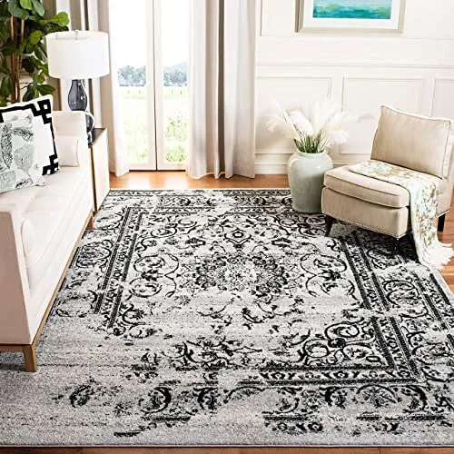 Miniatura 21 de SAFAVIEH Colección Adirondack Alfombra de Área - 4' Redonda, Marfil y Plata, Diseño Oriental Envejecido, No Desprende Pelusa y de Fácil Cuidado