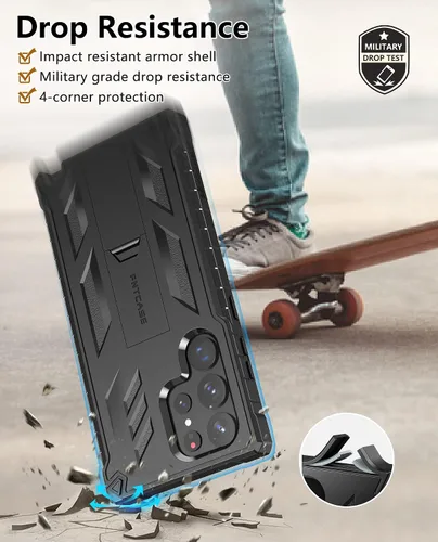 Miniatura 6 de FNTCASE Funda para Samsung Galaxy S23-Ultra: protección de grado militar a prueba de caídas cubierta móvil con soporte TPU resistente a prueba