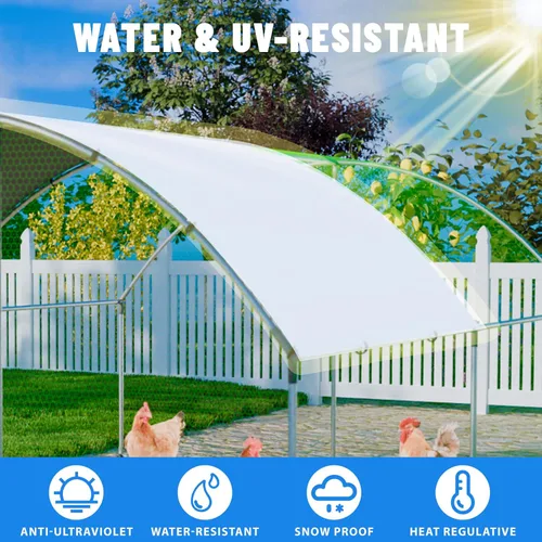Miniatura 3 de NUGRIART Gallinero grande de metal, jaula de exterior con cubierta impermeable y anti-UV, jaula de aves de corral con techo abovedado para entrar