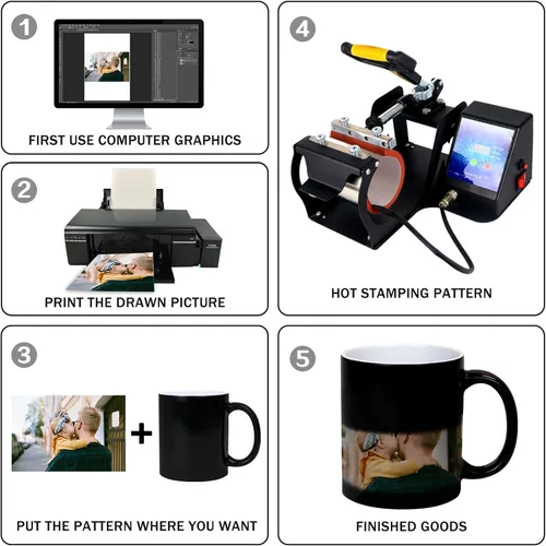 Miniatura 6 de Tazas de Café de Cerámica de Sublimación que Cambian de Color de 11 onzas, Juego de 6 Tazas, Tazas de Porcelana para Espresso, Tazas Mágicas DIY