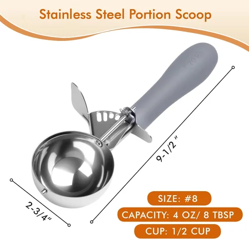 Miniatura 2 de Fayomir Cuchara de 4 OZ, Disher #8, Cuchara Grande para Helado con Gatillo, Cuchara para Muffins, Cucharas Grandes para Galletas para Hornear, Mango