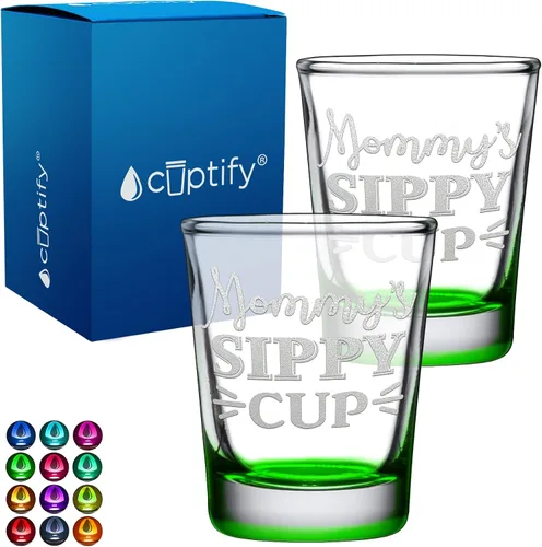 Miniatura 19 de Cuptify Regalos para baby shower, para la nueva mamá, EST 2023, 2 onzas, con fondo negro, juego de 2 vasos grabados para fiesta, regalo