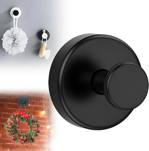 Ganchos de ventosa para coronas en vidrio, ganchos de ventosa sin taladro, ganchos de corona para puertas delanteras, ganchos para toallas para Negro