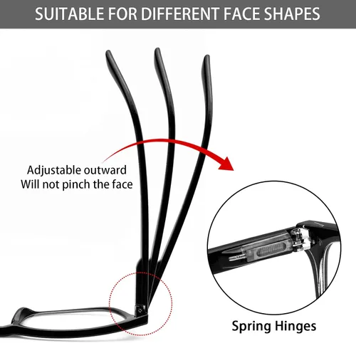 Miniatura 4 de Paquete de 5 lentes de lectura con bloqueo de luz azul, lectores de bisagra de resorte para mujeres y hombres, anteojos nerd con filtro anti rayos