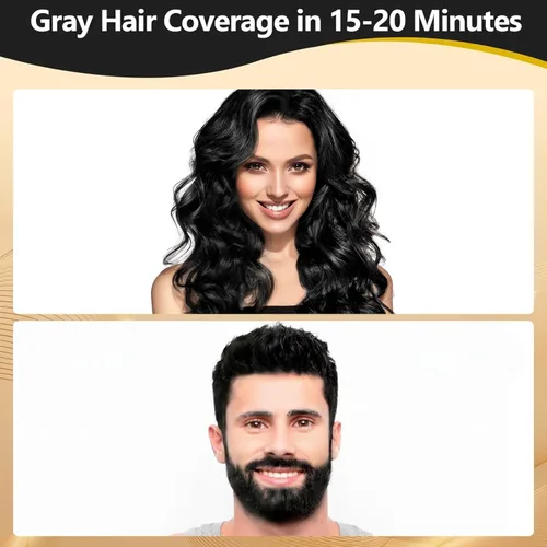 Miniatura 4 de Champú de tinte negro para cabello gris, champú semipermanente para mujeres y hombres, 3 en 1 (16.9 fl oz)