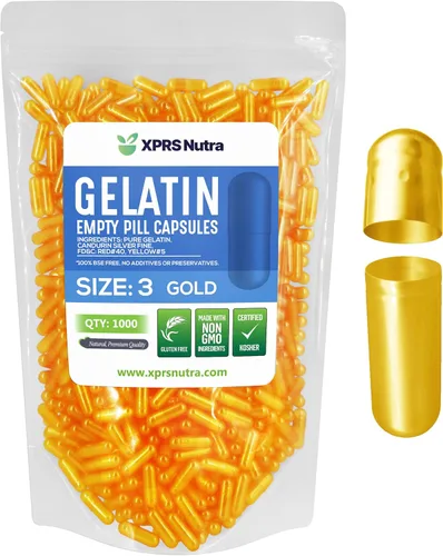 XPRS Nutra Cápsulas vacías tamaño 3 – 1000 cápsulas vacías de gelatina – Pastillas de relleno de cápsulas de bricolaje – Cápsulas de gel de píldoras