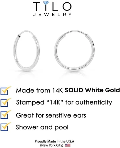 Miniatura 4 de Aretes de argollas sinfín redondas de oro blanco de 14 ct - 10-18 mm