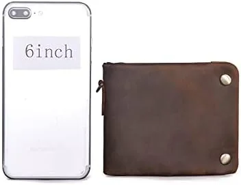 Miniatura 7 de Le'aokuu Cartera de piel auténtica para hombre 1003 con cadena a presión horizontal estándar (marrón)