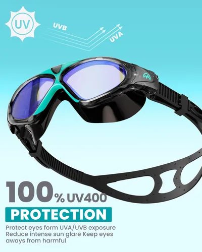Miniatura 5 de OutdoorMaster Máscara de natación - Máscara de natación de visión amplia y gafas antivaho impermeable Espejo Bg-azul