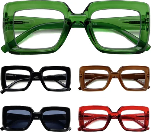 Eyekepper Gafas cuadradas para mujer, paquete de 5 lentes elegantes para mujer