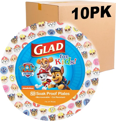 Miniatura 8 de Glad Platos de papel desechables para niños de Paw Patrol, platos infantiles a prueba de remojo y resistentes a cortes, aptos para microondas