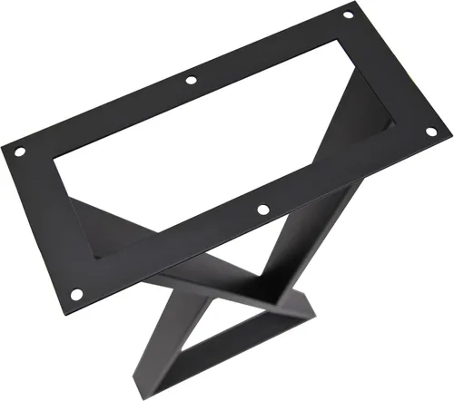 Miniatura 5 de Patas de mesa de metal resistentes de 16 pulgadas de alto, patas negras de hierro industrial, tubo cuadrado tipo Z, patas resistentes para muebles