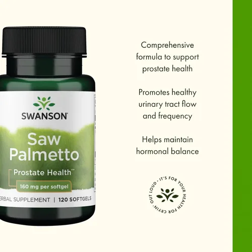 Miniatura 5 de Swanson Saw Palmetto Hombres Próstata Salud Hormona Apoyo Urinario Salud Urinaria 160 Miligramos 120 Sgels