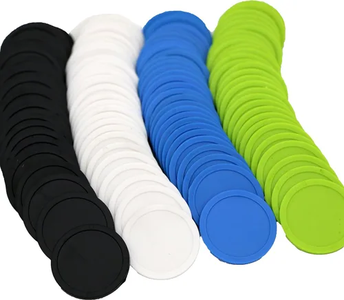 Miniatura 2 de Caja de 120 monedas de conteo para fichas de póquer y monedas de juego (negro+blanco+azul real+verde césped, 1.378 in)