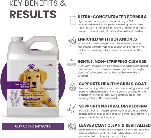 Miniatura 3 de Lillian Ruff PRO Formula Champú Ultra Concentrado para Perros – Hace 4 Galones/30 Botellas, Dilución 30:1, Champú Profesional para Mascotas