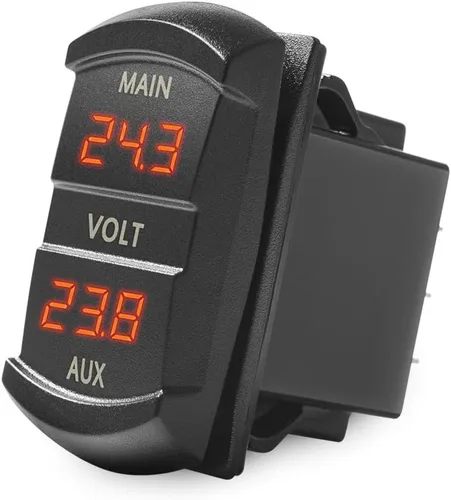 Miniatura 8 de MICTUNING MIC-DV-077 Voltímetro digital de panel LED, monitor de voltaje estilo interruptor basculante, azul para 2 baterías, para coche, camioneta