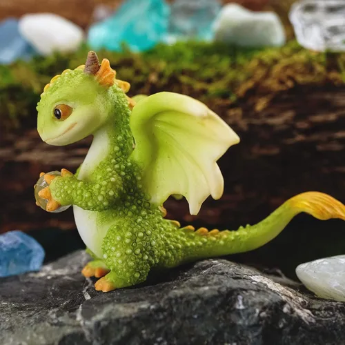 Miniatura 4 de Top Collection Rex The Green Dragon - Mini figura coleccionable de fantasía (orbe de cristal)