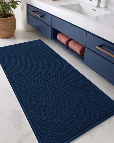 Miniatura 21 de Color&Geometry Alfombras de baño con parte trasera de goma, antideslizante, lavable a máquina, alfombra bohemia de felpilla suave y absorbente