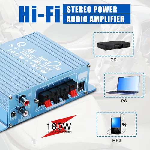 Miniatura 2 de Mini Amplificador de Audio para Coche Amplificador de Audio de 2 Canales Hi-Fi Mini Receptor Estéreo Amplificador con DC 12V-15V 40W para Coches