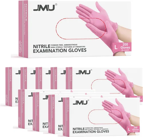 Miniatura 11 de JMU Guantes de Nitrilo Rosa, No Estériles, Guantes de Examen Desechables Sin Látex para Médico Esteticista, XS/S/M/L/XL, 200-4000