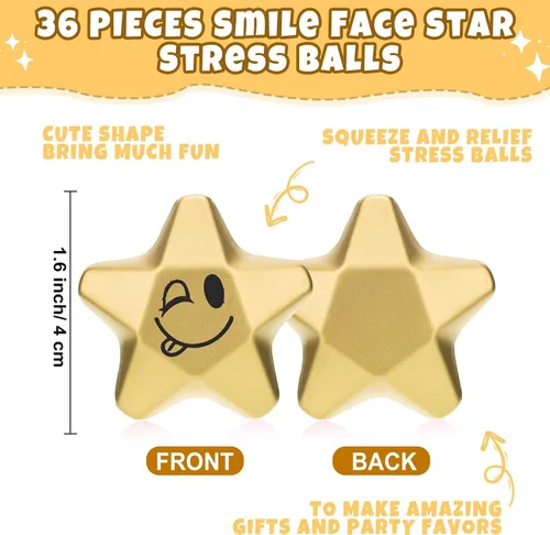 Miniatura 2 de Deekin 36 Piezas Bolas de Estrés con Forma de Estrella Mini Pelotas de Espuma Juguetes para Aliviar el Estrés para Adolescentes y Adultos Rellenos
