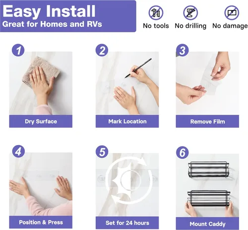 Miniatura 7 de KINCMAX Organizadores de Ducha de Hierro - Estantes de Baño Autoadhesivos para Duchas - Estante Organizador de Champú para Pared - Organizador