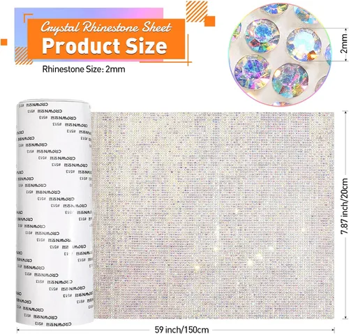 Miniatura 2 de Outus 60750 Piezas Lámina de Pedrería Brillante 59 x 7.87 Pulgadas Pegatina de Pedrería Autoadhesiva de Cristal Brillante con Diamantes de Imitación