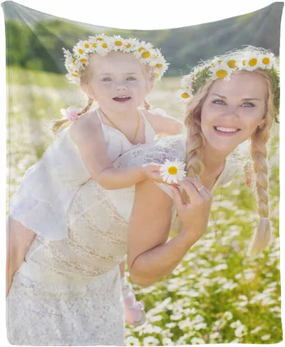 InterestPrint Manta con foto, regalos personalizados para mamá, manta de collage de fotos personalizada para mamá de hija e hijo para cumpleaños,