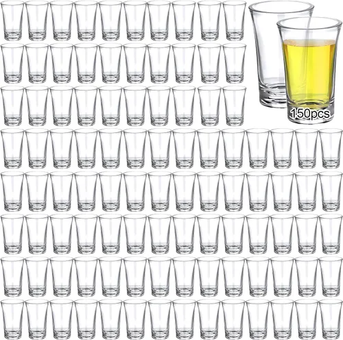 Miniatura 8 de Zubebe Juego de 150 vasos de chupito de acrílico de 1.2 onzas con base pesada, vasos pequeños redondos de plástico transparente, a granel