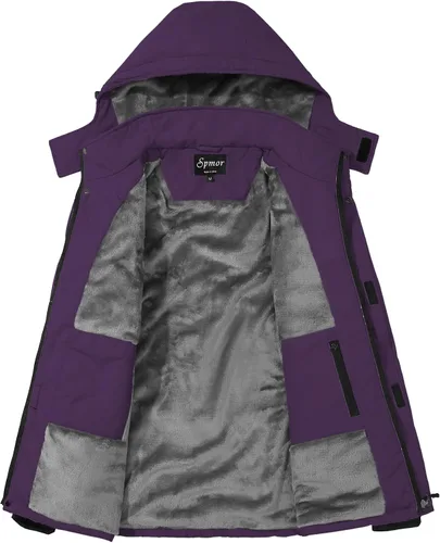 Miniatura 2 de Spmor - Chaqueta de esquí impermeable para mujer, para montaña, lluvia, abrigo de invierno, a prueba de viento, con capucha