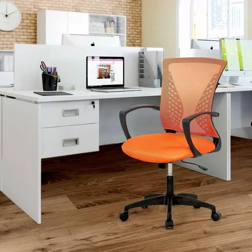 Miniatura 2 de HHS Silla de oficina ergonómica de malla, silla de computadora con soporte lumbar, reposabrazos de respaldo medio, giratoria, ajustable, para Negro