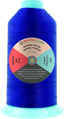 Miniatura 138 de Mandala Crafts - Hilo de nailon para coser cuero, tapicería, mezclilla y para trenzar el pelo; resistente, 1500 yardas, tamaño 69 T70 Marrón