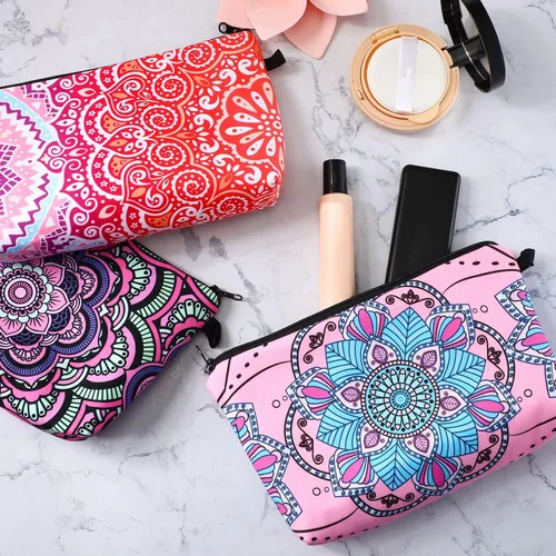 Miniatura 5 de Dunzy 16 bolsas de maquillaje a granel para mujeres, regalos para mamá, bolsas de cosméticos de lona con bolsas con cremallera, organizador