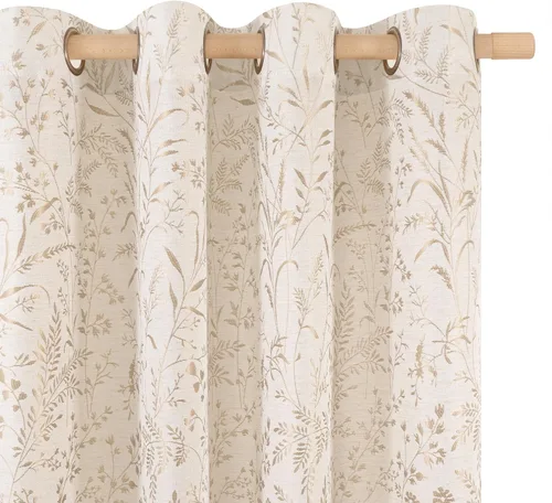 Miniatura 13 de BGment Cortinas de lino beige para dormitorio de 63 pulgadas de largo, cortinas de ventana con ojales y ojales para ventana de sala de estar, 2