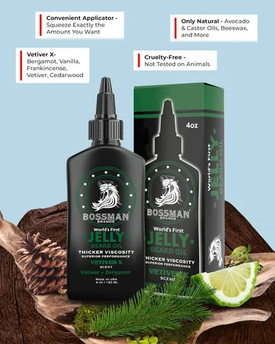 Miniatura 3 de Bossman Paquete de aceite de gelatina para barba para hombre, paquete de 2, 8 onzas (Royal Oud + Vetiver X Scents), suaviza, hidrata y acondiciona