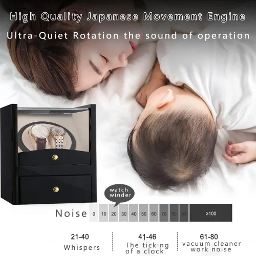 Miniatura 2 de Automatic Single Watch Winder with Quiet Japanese Motor,AC Adapter or Battery Powered,Premium Leather Exterior and Soft Flexible Watch Pillows for
