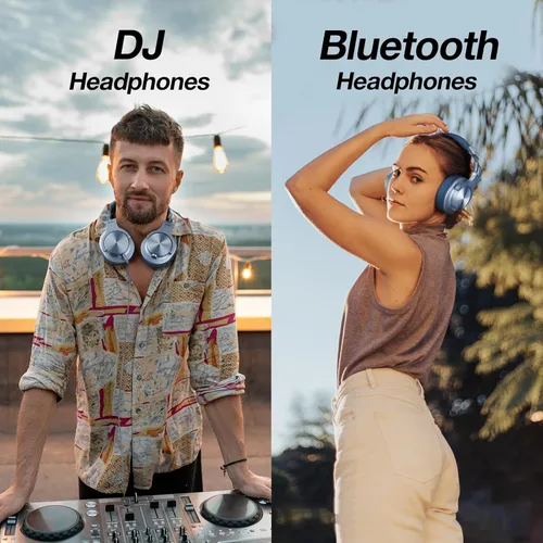 Miniatura 5 de OneOdio Auriculares Bluetooth A70 sobre la oreja, auriculares inalámbricos con tiempo de reproducción de 72 horas, alta resolución, conector de Azul