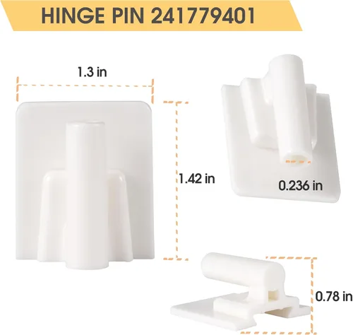 Miniatura 2 de 241779401 Pin de bisagra para puerta de refrigerador compatible con Frigidaire Electrolux Kenmore puerta de refrigerador 1512662 AP4393564 AH2358752