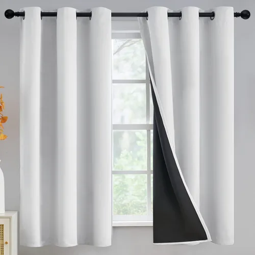 Miniatura 332 de Yakamok Cortinas negras, cortinas de ventana con aislamiento térmico y eficiencia energética para dormitorio, cortinas opacas completas y cortinas