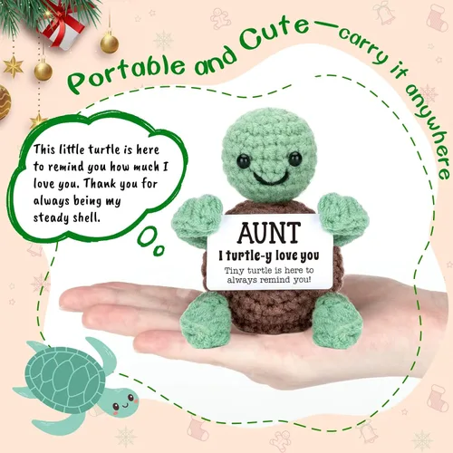 Miniatura 2 de 4THFARMES Mini divertidos regalos de tortuga tía tía de sobrina sobrino, regalos de cumpleaños para tía tía, ideas de regalo para tía tía, pequeñas