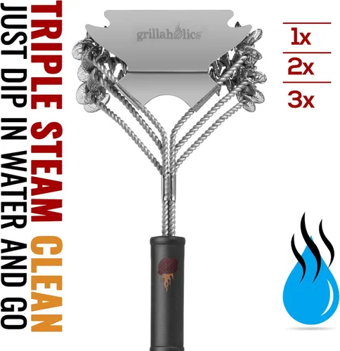 Miniatura 4 de Cepillo de parrilla Grillaholics para parrilla al aire libre - Cepillo de barbacoa seguro sin cerdas con raspador incorporado – El accesorio