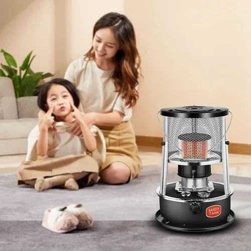 Miniatura 6 de Estufa de queroseno de altura ajustable, calentador de interior no eléctrico con chimenea de vidrio, calentadores de estufa de queroseno portátiles