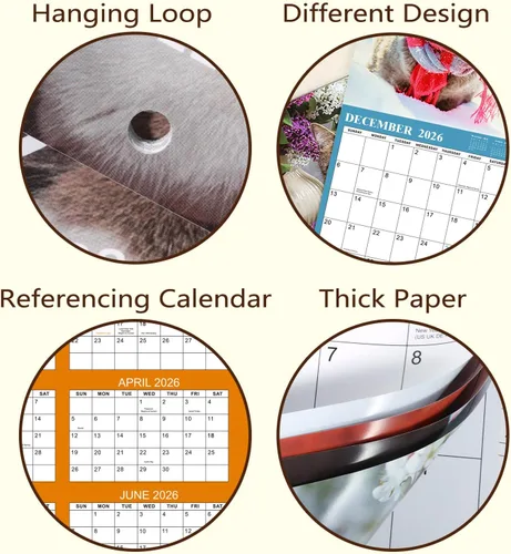 Miniatura 5 de Calendario 2026-2027 – Calendario de pared 2026-2027, julio de 2026 a diciembre de 2027, 12 x 24 pulgadas (abierto), calendario de gato de 18 meses