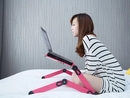 Miniatura 3 de Soporte de mesa ajustable con ventilación para laptop, bandeja de cama portátil, soporte para tablet, soporte para libros, juntas de botón de hasta
