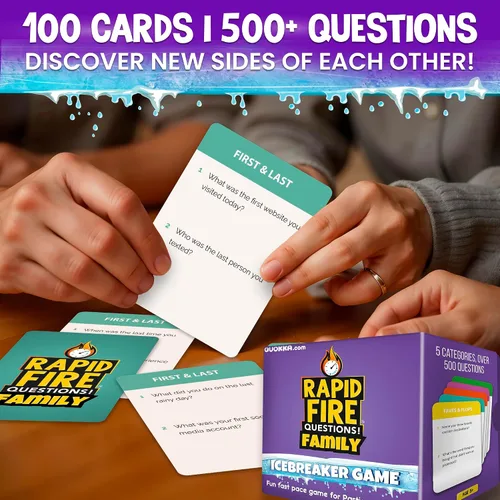 Miniatura 2 de QUOKKA Juego de tarjetas de conversación familiar – Juego de romper el hielo para niños y familias – Tarjetas rompehielos con más de 500 preguntas