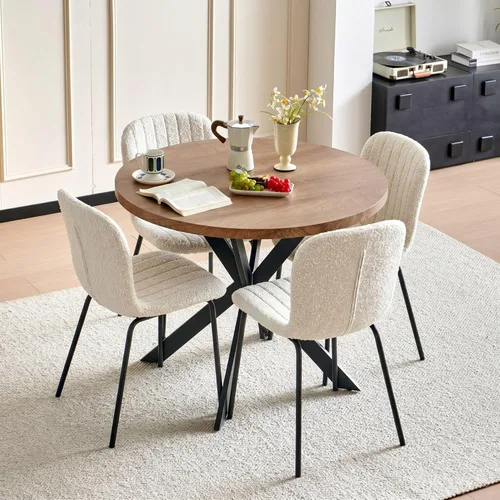 Miniatura 44 de Juego de Mesa de Comedor Redonda de 37 Pulgadas para 4, Moderno Juego de Café de Cocina de Círculo Pequeño para Apartamento, Sala de Estar, Oficina