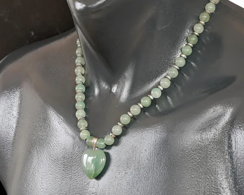 Miniatura 38 de Colgante de corazón de aventurina natural, Collar de cuentas de aventurina genuina, Collar de piedra verde, Collar de piedras preciosas, Cuentas