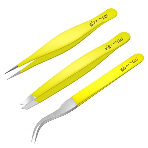 Miniatura 11 de Majestic Bombay Pinzas de punta fina para mujeres y hombres – Garrapatas astilladas, depilación facial, cejas y encarnados – afiladas, nariz